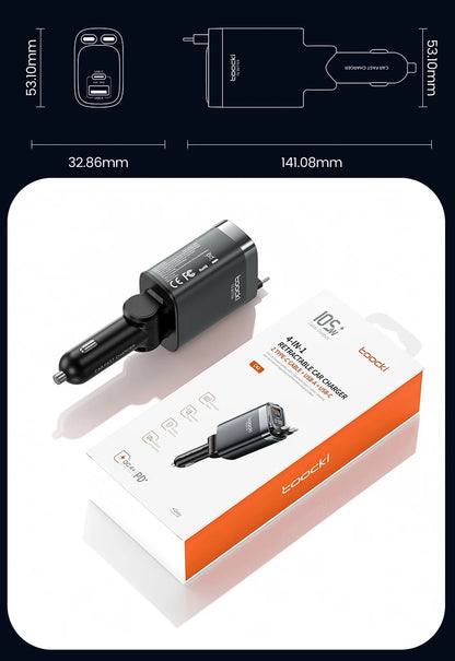 105W Billader med Udtrækkeligt USB-C-Kabel