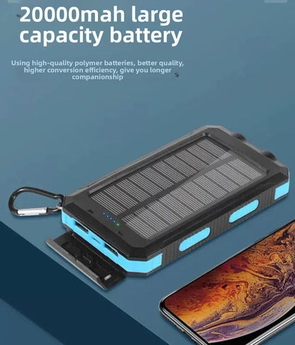 Bærbar Solcelle-Powerbank med Lys