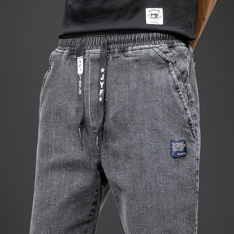Herre Streetwear Cargo Jeans Sort og Blå