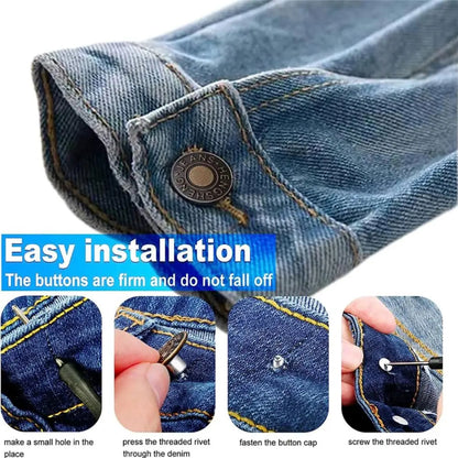 10 stk. Jeansknapper Uden Syning