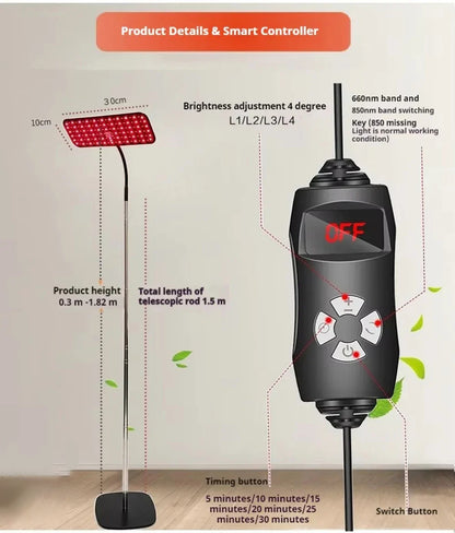 Rød- og Infrarød Lysterapilampe med Timer