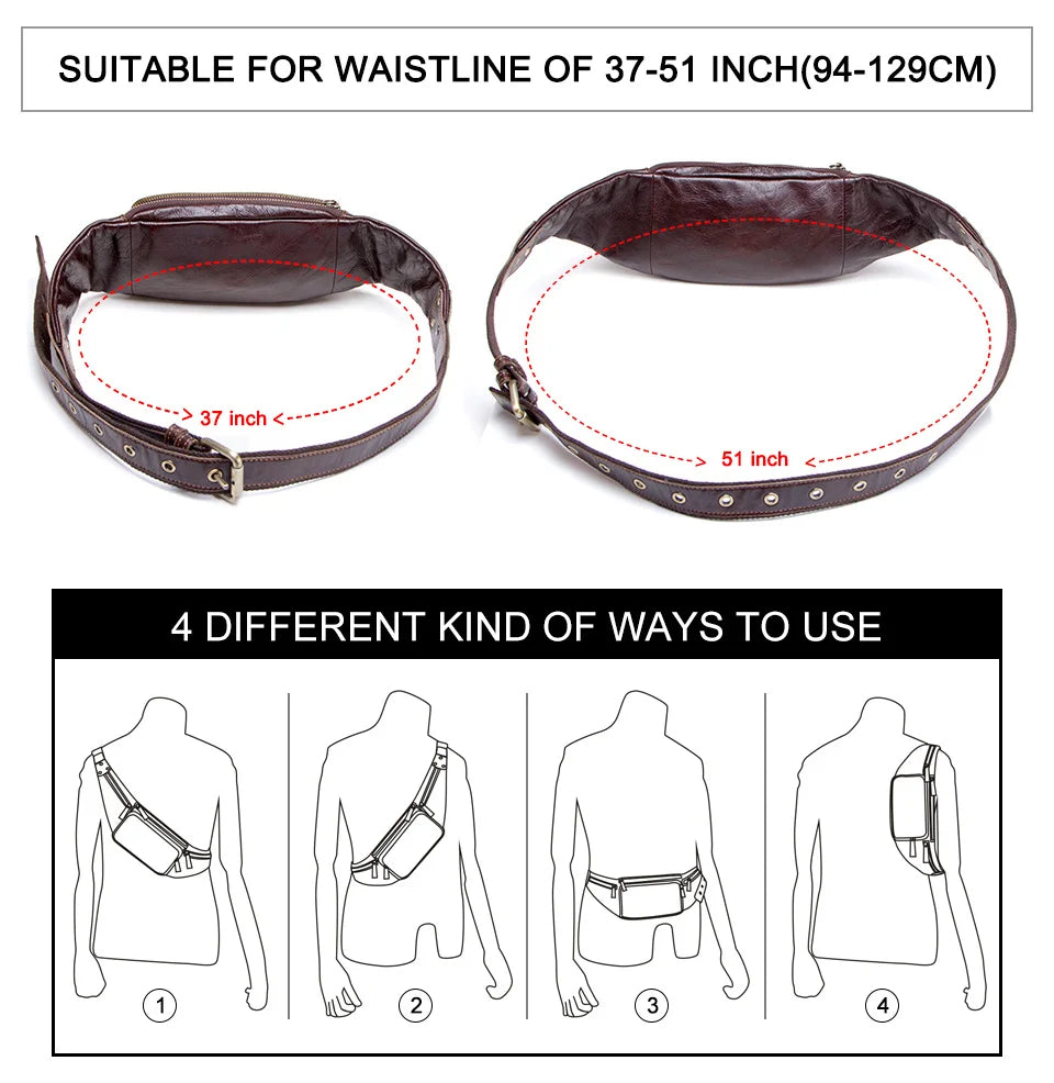 Ægte Læder Bæltetaske til Mænd