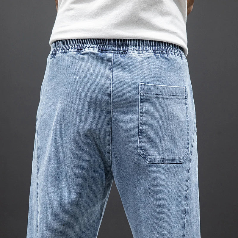 Herre Streetwear Cargo Jeans Sort og Blå