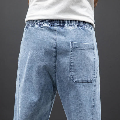 Herre Streetwear Cargo Jeans Sort og Blå