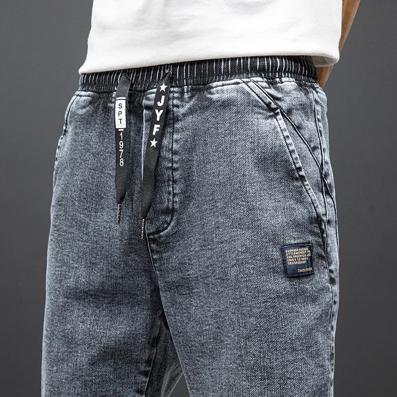 Herre Streetwear Cargo Jeans Sort og Blå