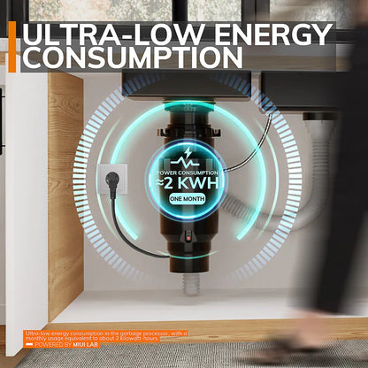 1/2 HP Støjsvag Køkkenaffaldskværn med Kontinuerlig Tilførsel