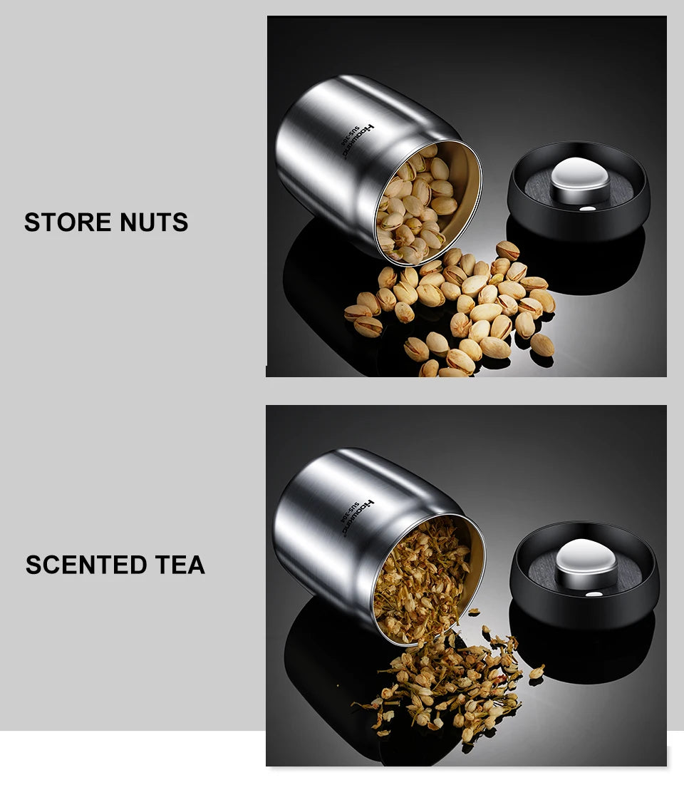 Rustfrit Stål Vakuumforseglet Kaffebønnebeholder