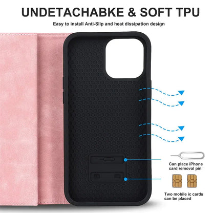 Magnetisk Læder Pung Cover til iPhone