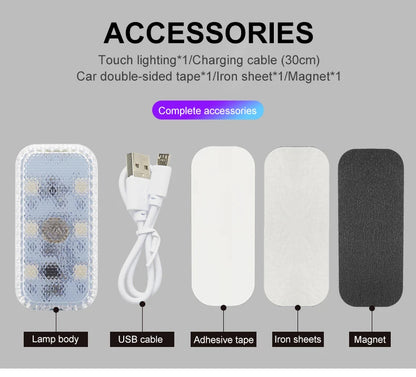 Genopladeligt Mini LED-berøringslys til Bilen