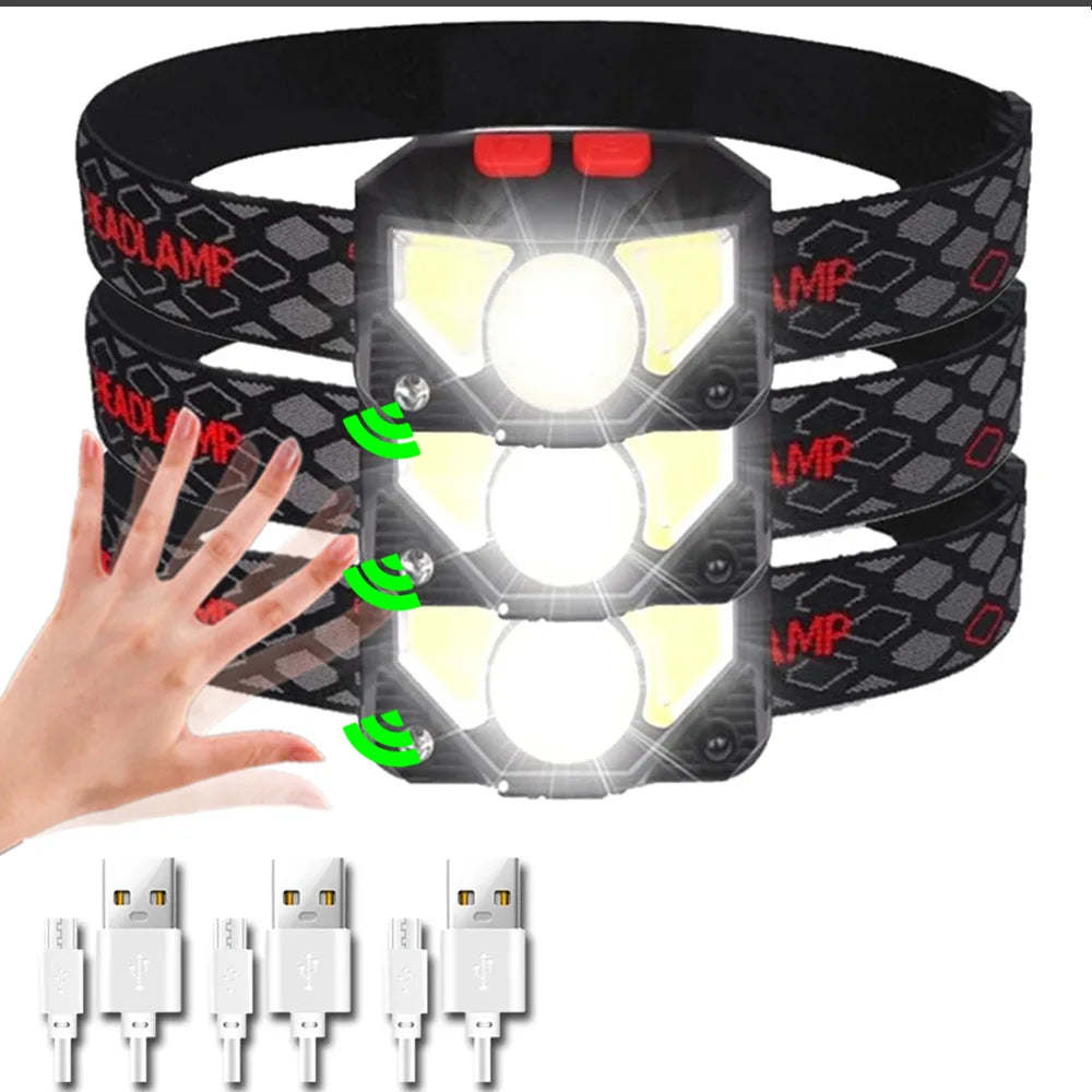 USB-Genopladelig Pandelampe med Bevægelsessensor