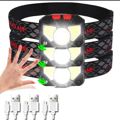 USB-Genopladelig Pandelampe med Bevægelsessensor