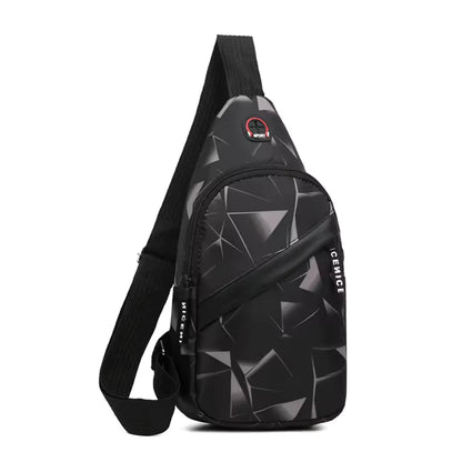 Herre Casual Crossbody Brysttaske med Geometrisk Mønster