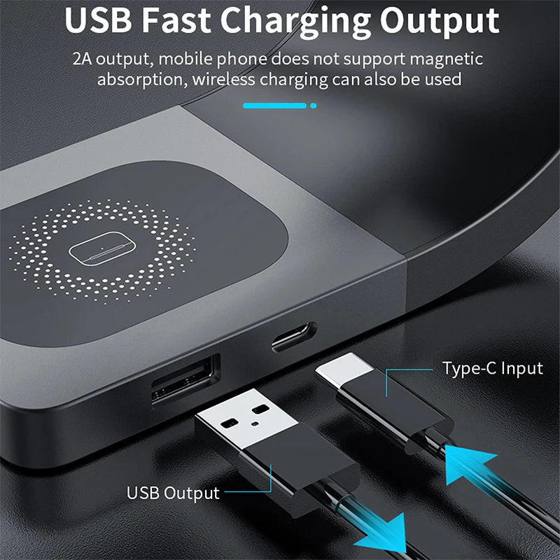 15W 4-i-1 Magnetisk Trådløs Opladningsstation
