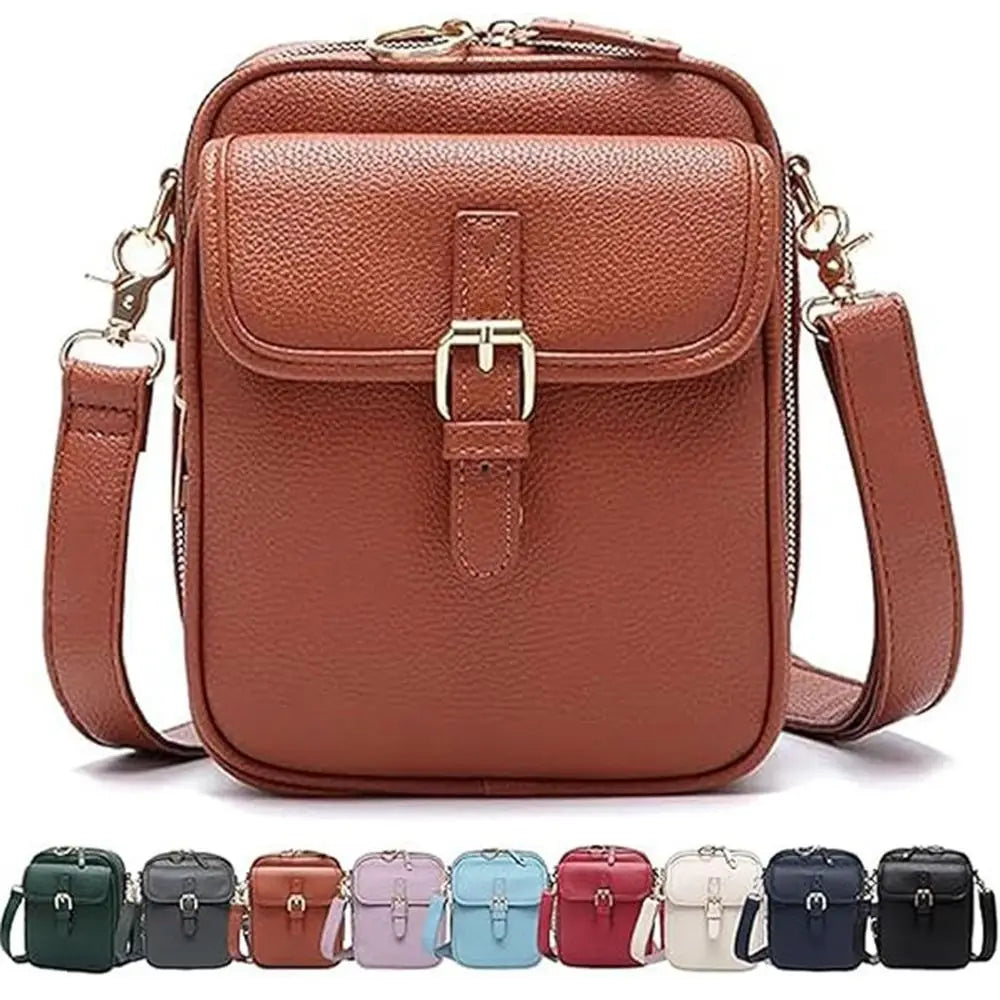 Stor Læder Crossbody Taske til Kvinder