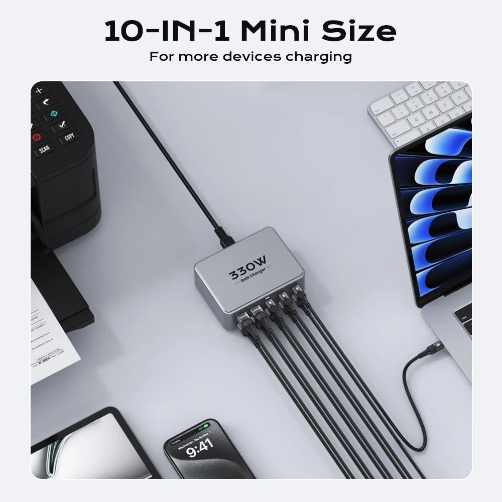 330W USB-C GaN Multiport Hurtigoplader