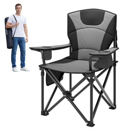 Ekstra Bred Foldbar Campingstol med Kopholder