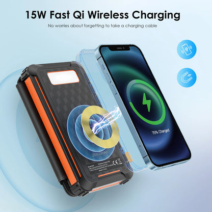 Foldbar Solcelle Powerbank til Camping og Udendørs Brug