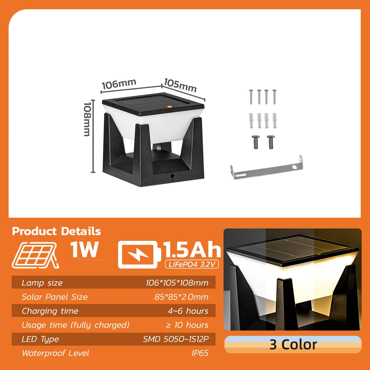 Solcellelampe – Firkantet LED-Lampe til Have og Sti