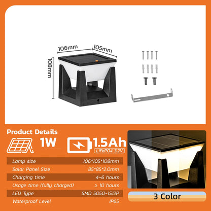 Solcellelampe – Firkantet LED-Lampe til Have og Sti