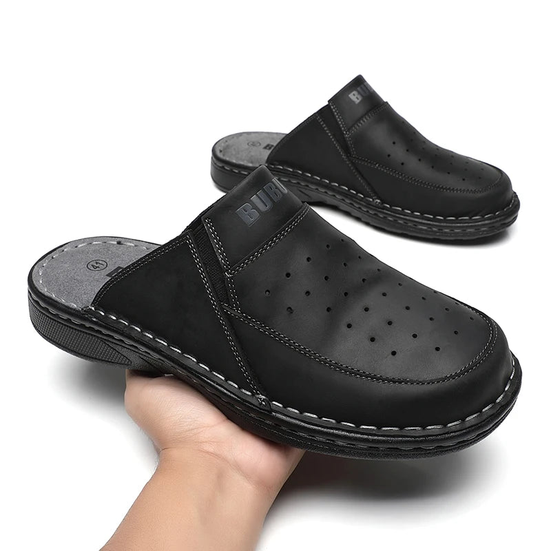 Herresandaler i Læder med Skridsikker Sål