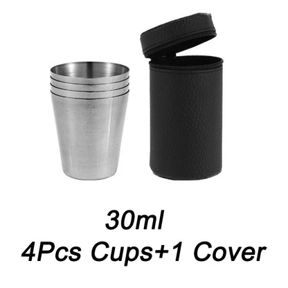 4/6 Stk. Rustfri Stål Rejsekrus Sæt med Etui