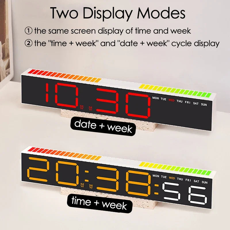 LED-skrivebordsvækkeur med Rytmelys