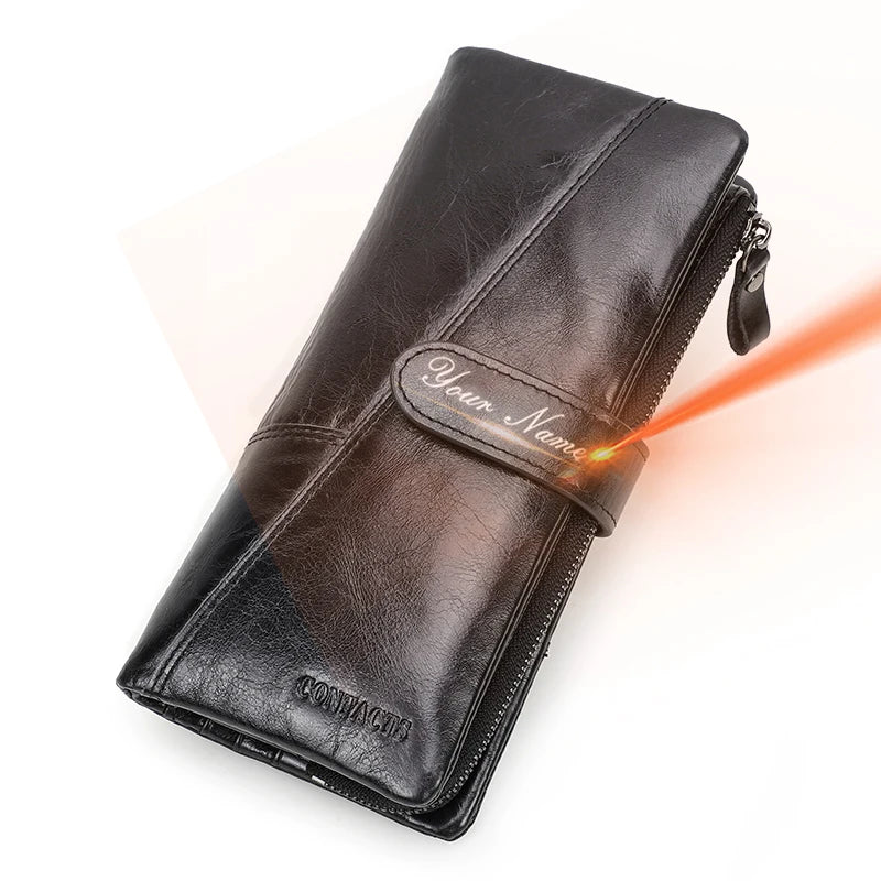 Lang Læderpung med Kortlommer og Møntpung