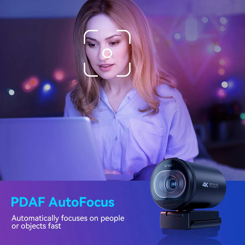 4K Autofokus Webcam med Mikrofon