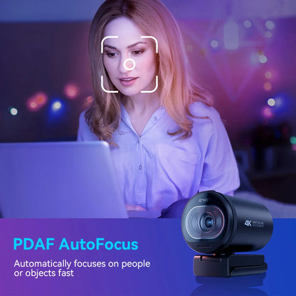 4K Autofokus Webcam med Mikrofon