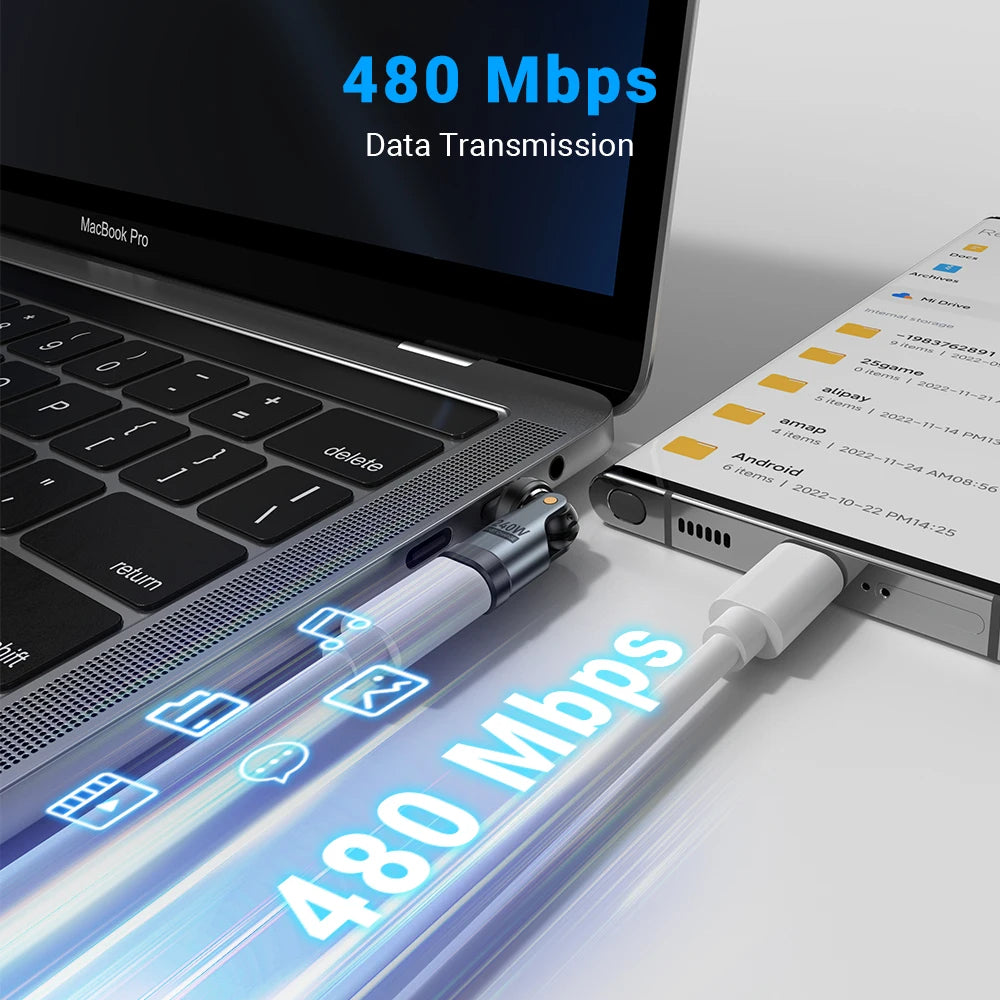 PD240W 540° Roterende USB-C Hurtig Opladningsadapter