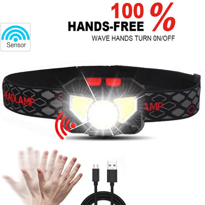 USB-Genopladelig Pandelampe med Bevægelsessensor