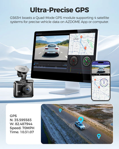 4K Bilkamera med GPS, Wi-Fi og Nattesyn