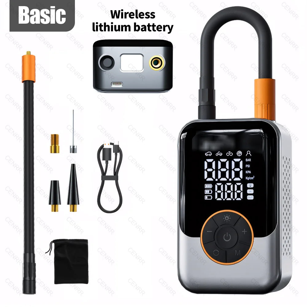 Bærbar Mini Elektrisk Dækpumpe Trådløs Luftpumpe