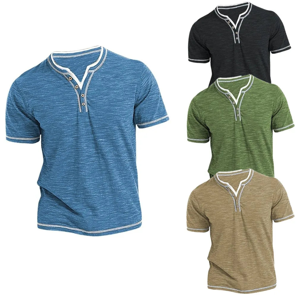 Herre Bomulds V-Hals Casual Slim Fit T-Shirt
