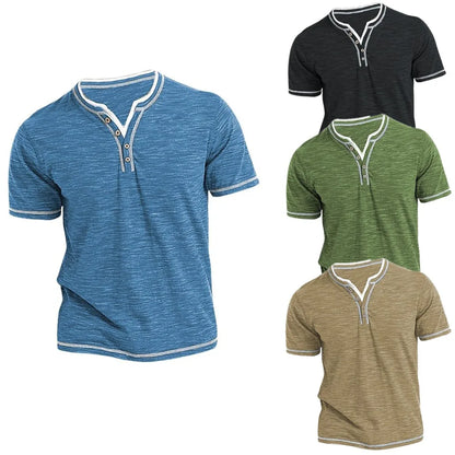 Herre Bomulds V-Hals Casual Slim Fit T-Shirt