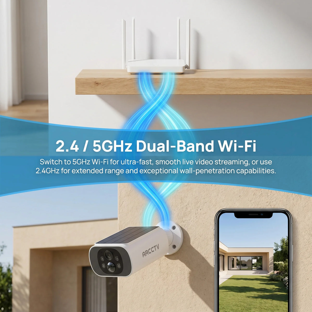 2K WiFi Solcelleovervågningskamera med Farvenatsyn