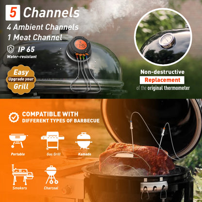 Smart Bluetooth Stegetermometer til Grill, Rygeovn og Ovn – med App-styring