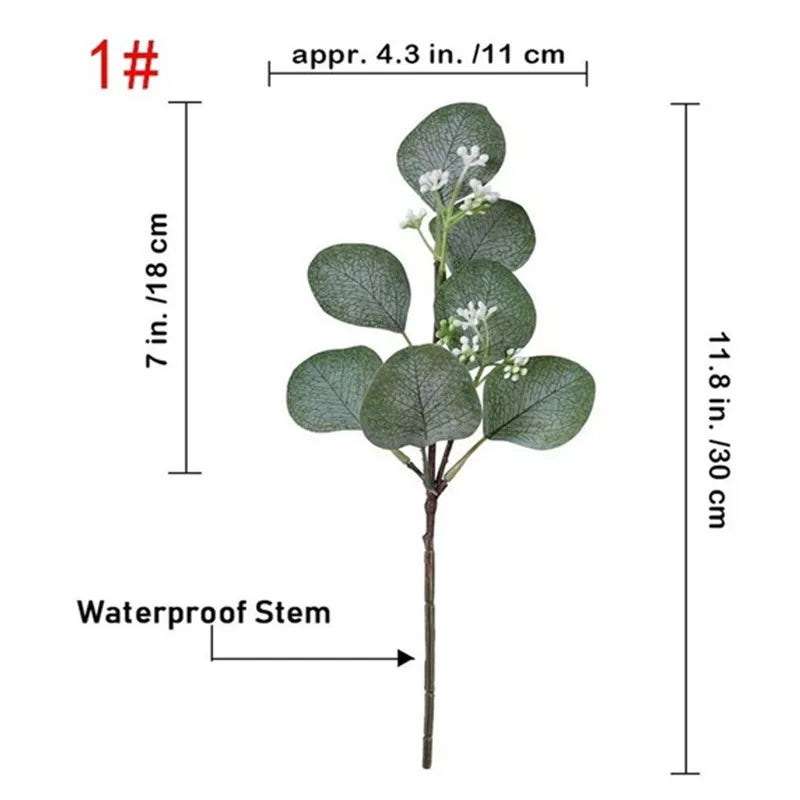 10 Stk. 12” Kunstige Eukalyptusblade