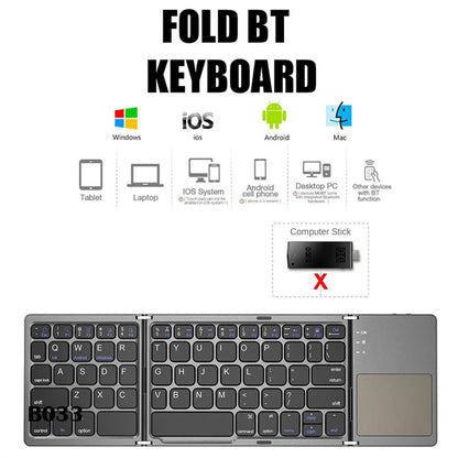 Bærbart Bluetooth Mini Foldbart Tastatur