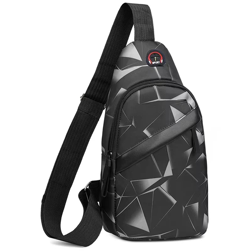 Herre Casual Crossbody Brysttaske med Geometrisk Mønster