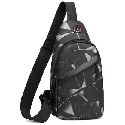 Herre Casual Crossbody Brysttaske med Geometrisk Mønster