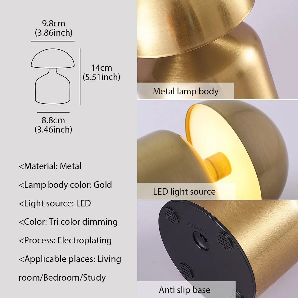 Trådløs LED Touch Bordlampe med Dæmpning