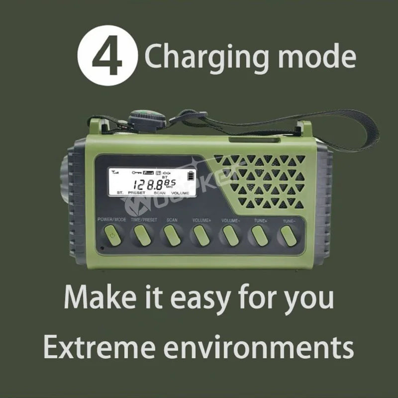 10.000 mAh Solcelledrevet Nødradio med Bluetooth
