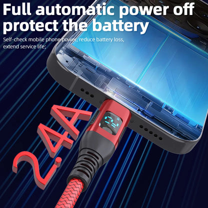 USB-A til Lightning Opladningskabel med LED-Display