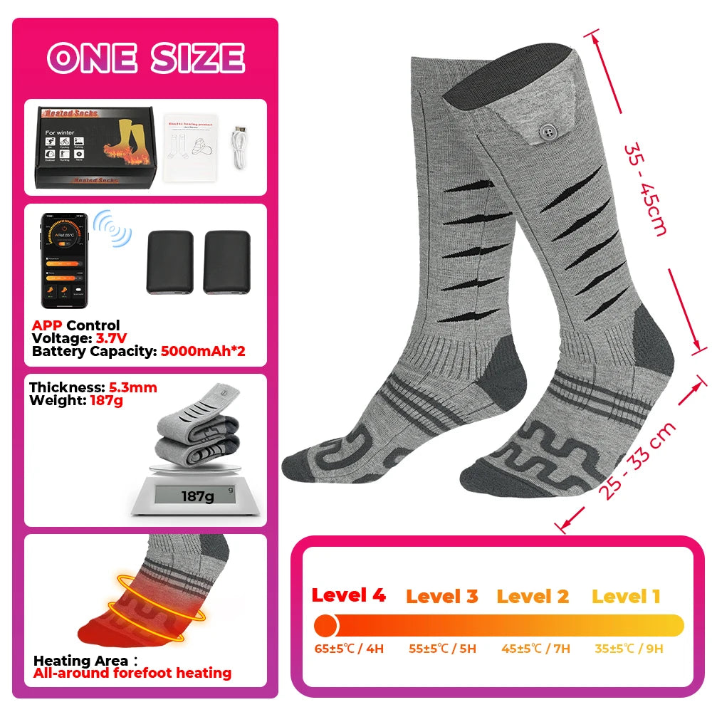 Genopladelige Varmestrømper til Vinter med Fjernbetjening