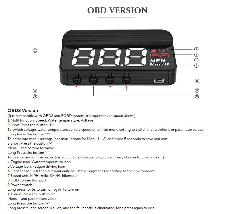 Digital Bil Hastighedometer HUD Display