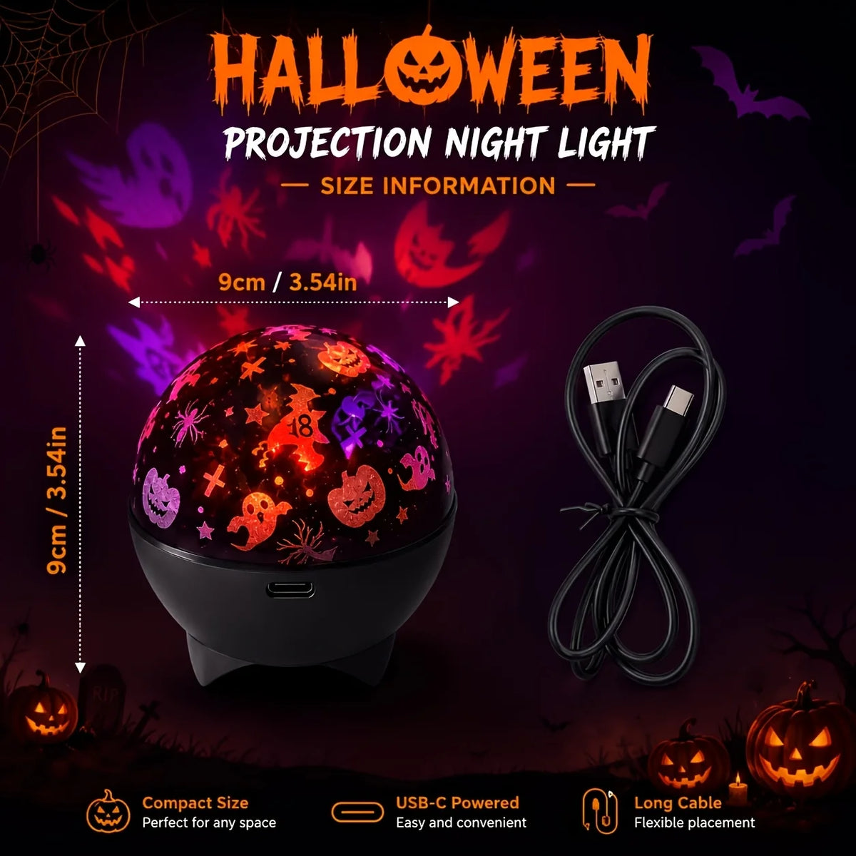 Halloween Spøgelses LED-Projektor Natlampe