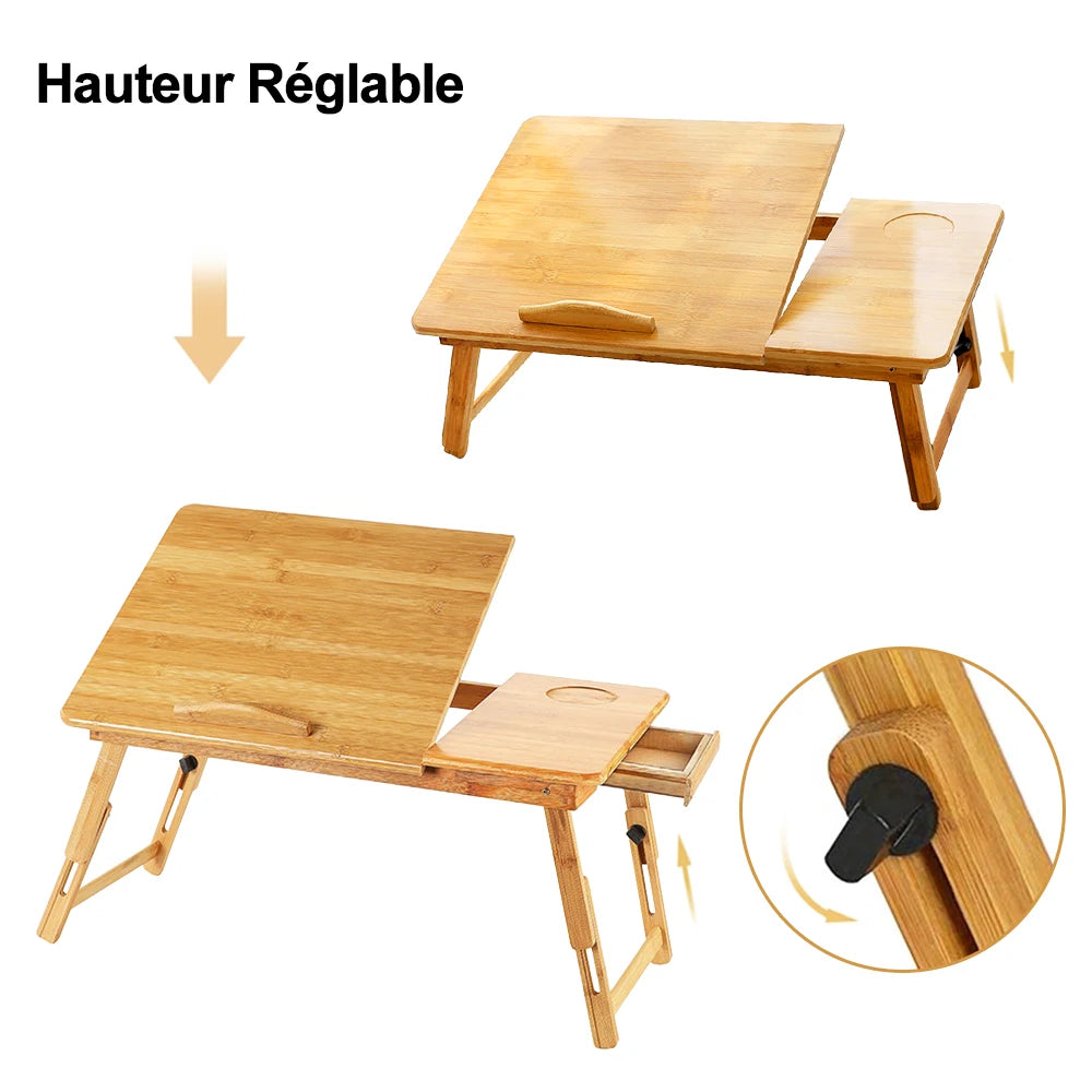 Justerbart Bambus Laptopbord til Seng og Sofa