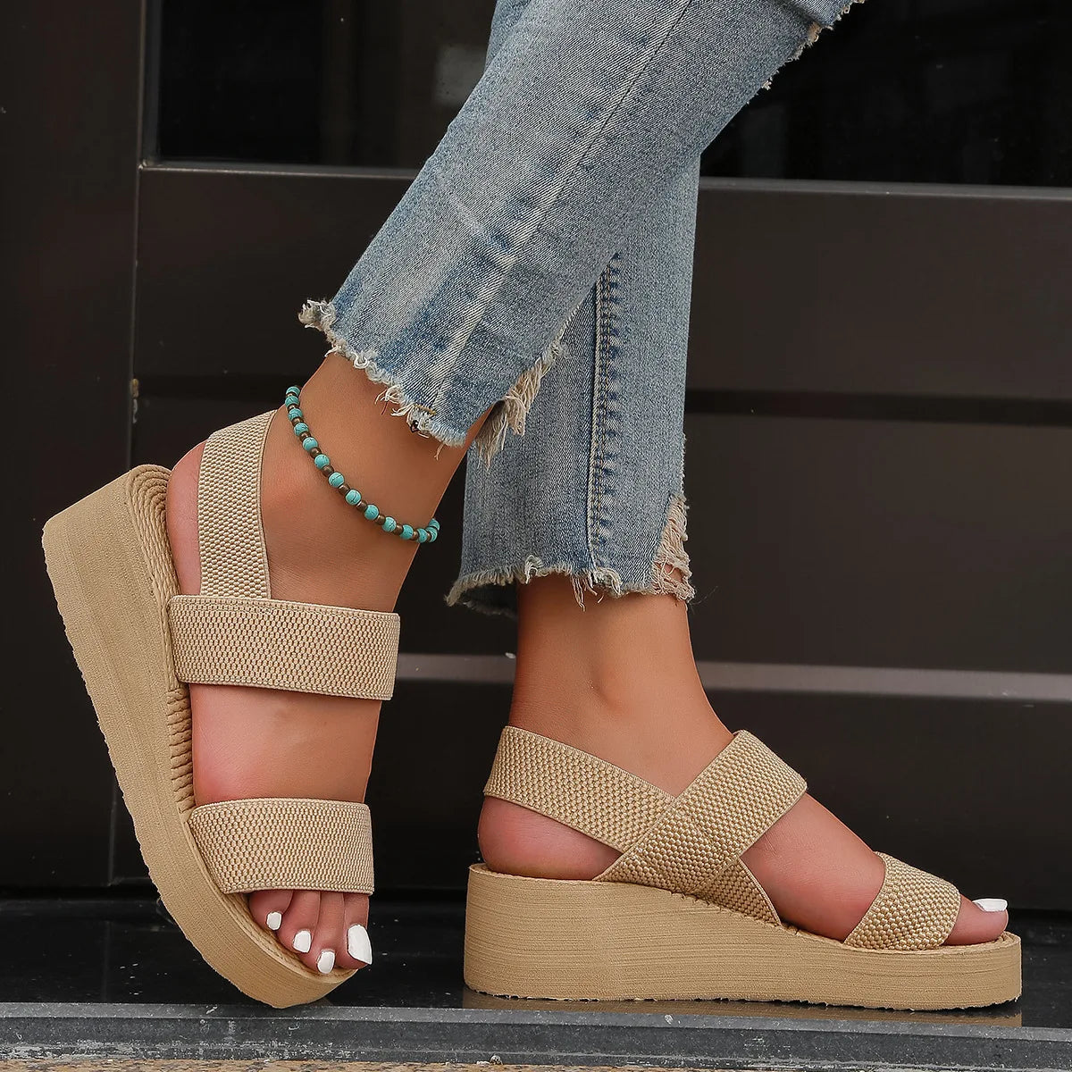 Lette Slingback-Sandaler med Kilehæl til Damer