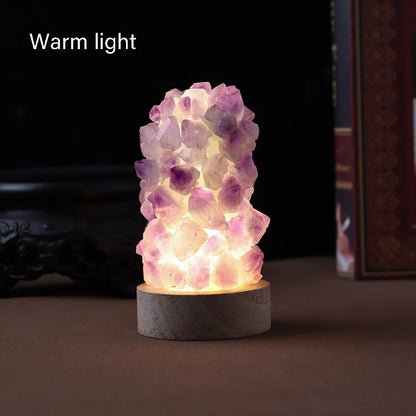 USB Ametyst Krystal Dekorationsnatlampe